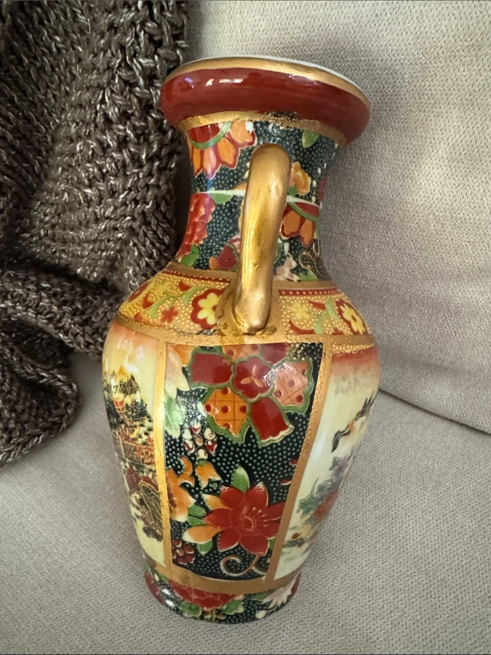 8” Japanese Satsuma-style porcelain vase